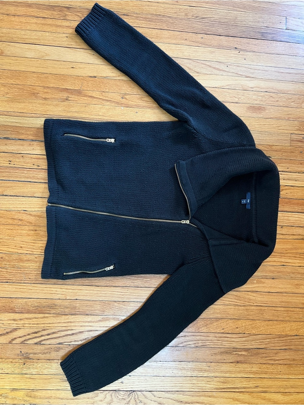 GAP Knit Asymmetrical Zip-Front Sweater Jacket with Pockets